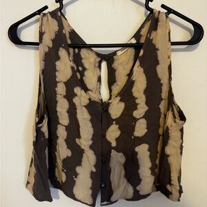Phanuel Brown and Cream Sleeveless Blouse